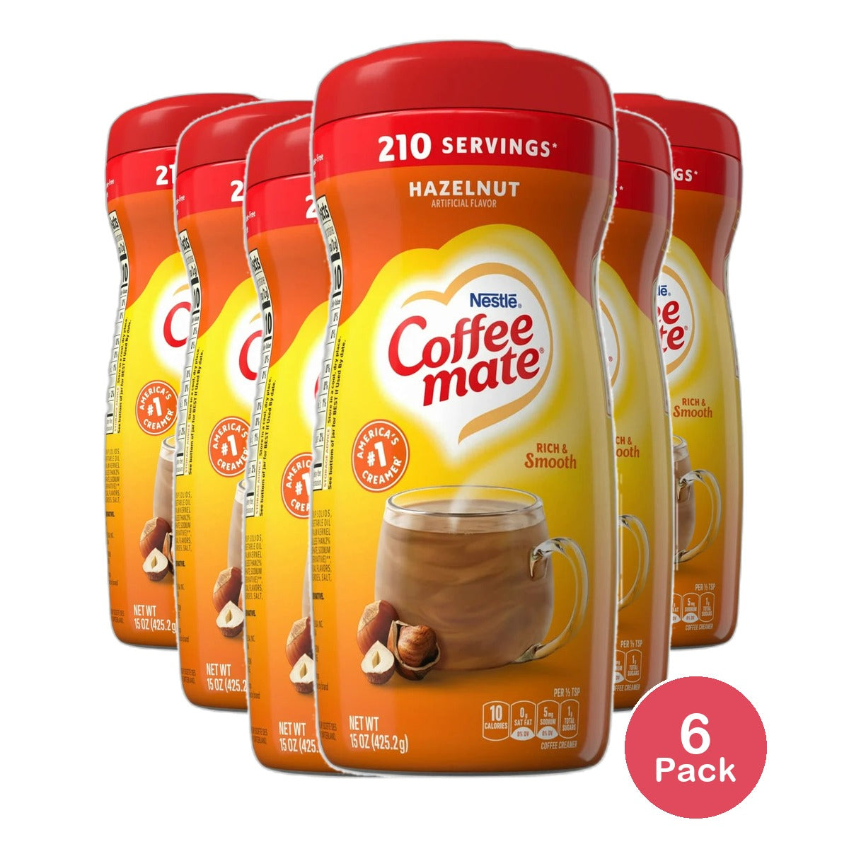 Nestle Coffee mate Hazelnut Powder Coffee Creamer 15Oz (Pack of 6)