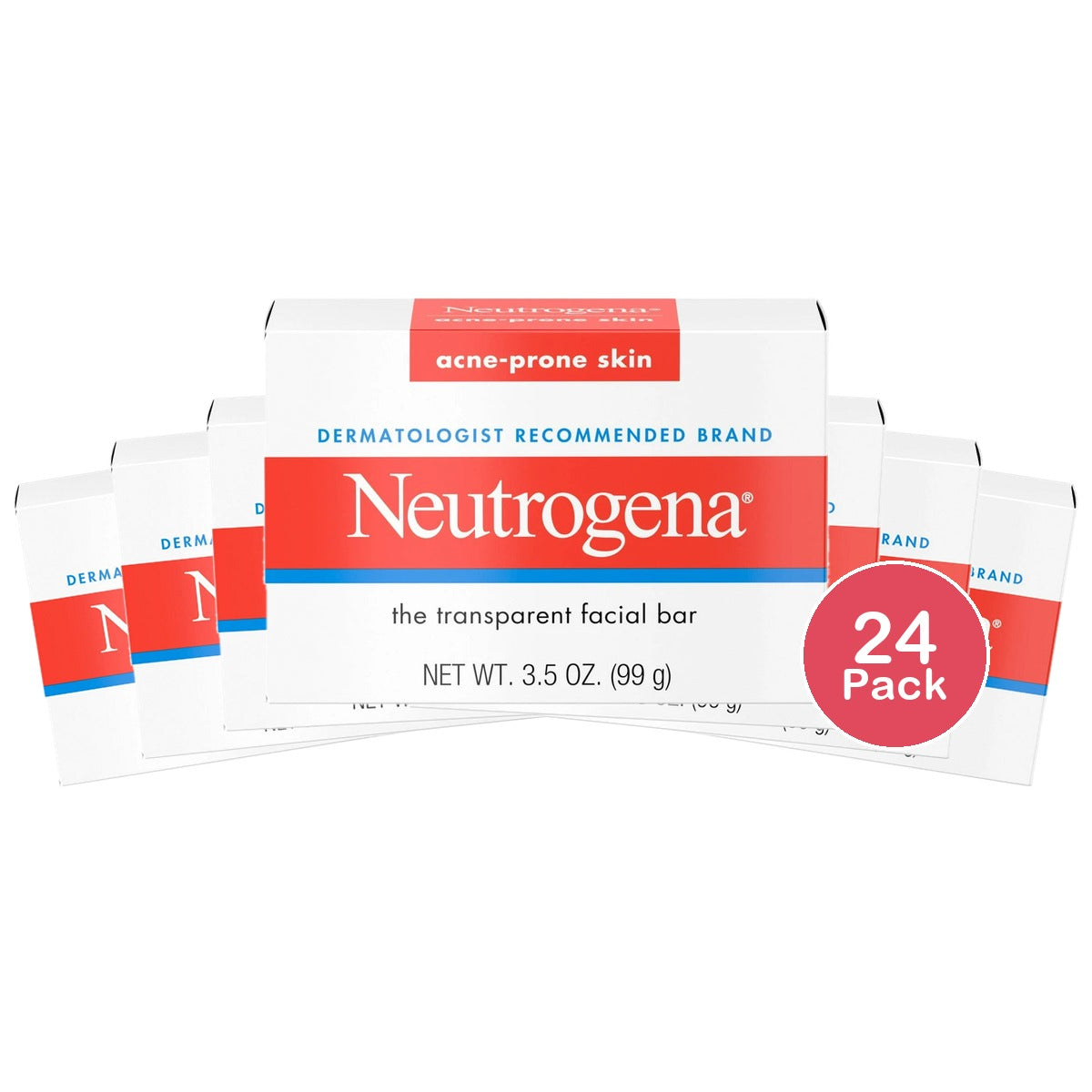Neutrogena Glycerin Facial Cleansing Bar for Acne-Prone Skin 3.5 Oz (Pack of 24)