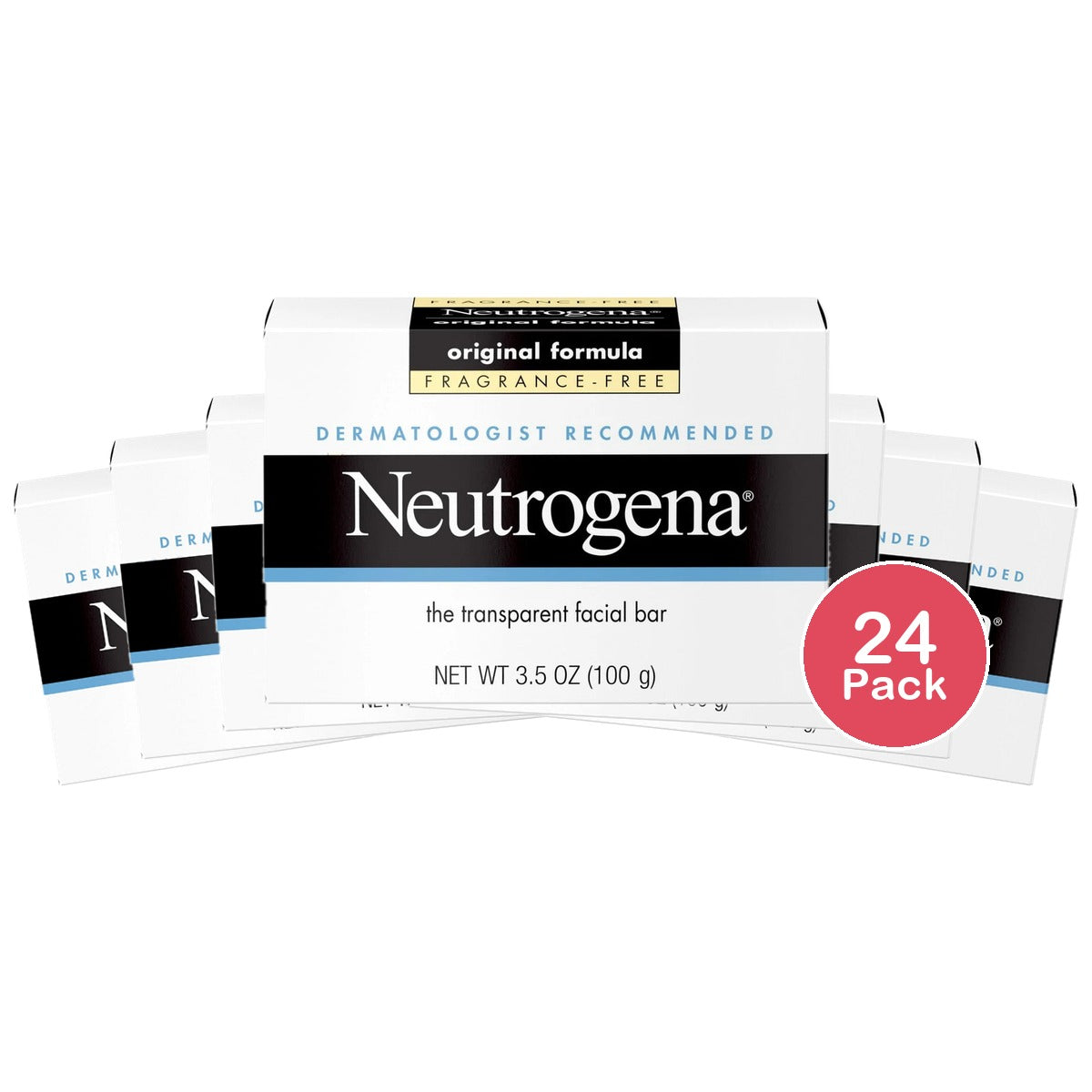 Neutrogena Original Fragrance-Free Gentle Facial Cleansing Bar 3.5 Oz (Pack of 24)