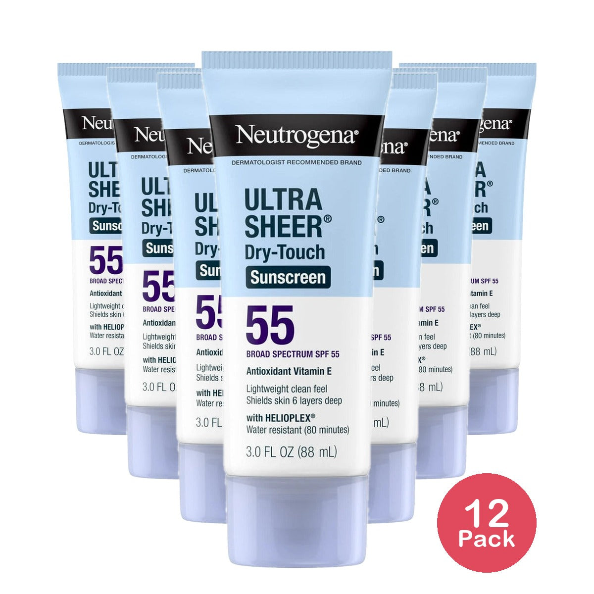 Neutrogena Ultra Sheer Dry Touch Sunscreen Lotion, SPF 55 3 fl Oz(Pack of 12)