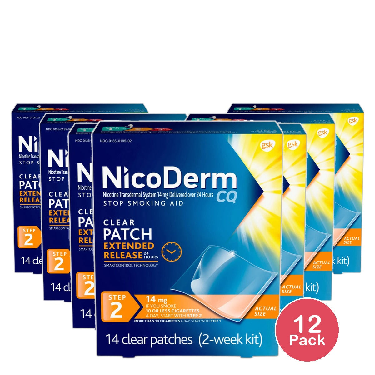 Nicoderm CQ Clear Nicotine Patch 14 Mg Stop Smoking Aid 1.76Oz (Pack of 12)