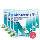Nicorette 2mg Gum Stop Smoking Aid Fruit Chill 6.33Oz (Pack of 12)