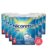 Nicorette Nicotine Stop Smoking Aid Gum 4 Mg White Ice Mint 5.29Oz (Pack of 12)