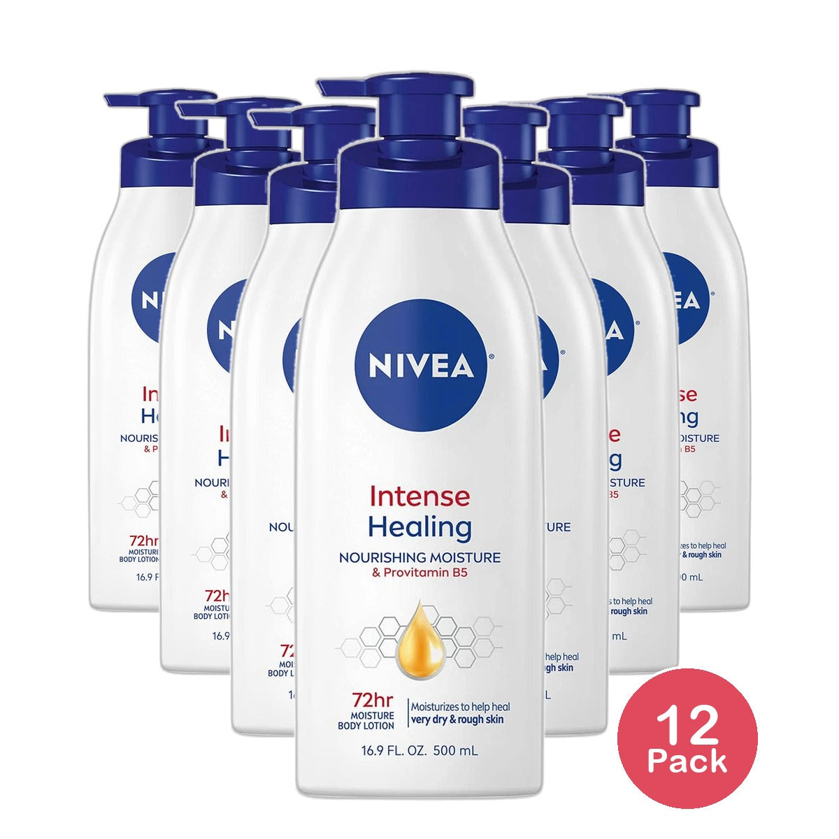 Nivea Intense Healing Body Lotion for Dry Skin 16.9Oz (Pack of 12)
