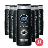 Nivea Men Deep Cleansing Charcoal Body Wash Active Clean 16.9Oz (Pack of 12)