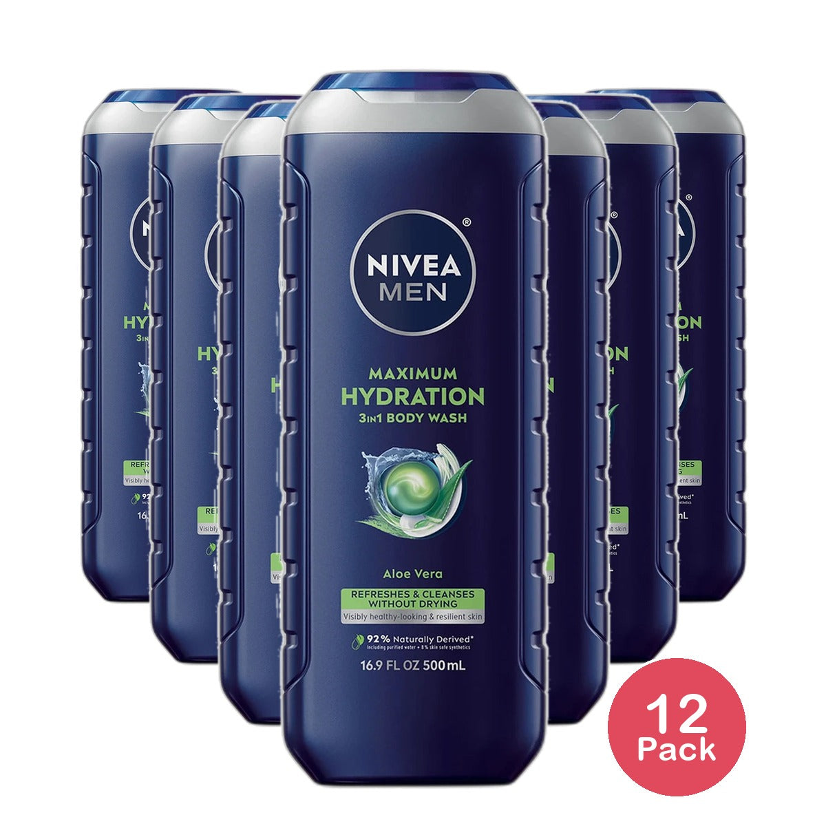 Nivea Men Maximum Hydration 3-In-1 Body Wash 16.9Oz (Pack of 12)