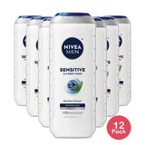 Nivea Men Sensitive Body Wash with Bamboo Extract 16.9Oz (Pack of 12)
