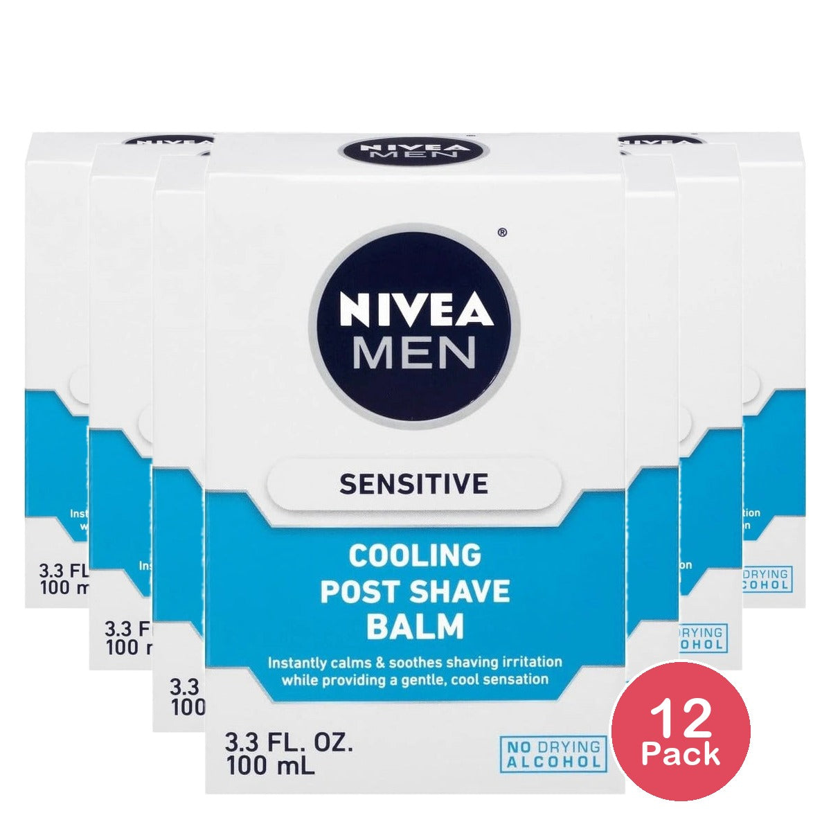 NIVEA MEN Sensitive Cooling Post Shave Balm, 3.3 fl OZ (Pack of 12)