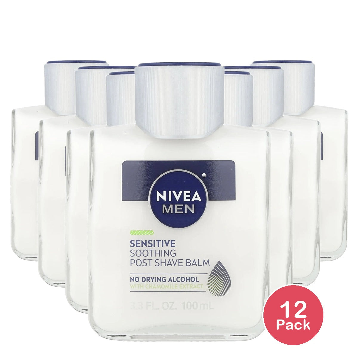 NIVEA MEN Sensitive Post Shave Balm with Vitamin E, Chamomile and Witch Hazel Ex 3.3 OZ (Pack of 12)