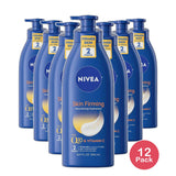 Nivea Nourishing Skin Firming Body Lotion with Pump Q10 and Vitamin C 16.9Oz (Pack of 12)