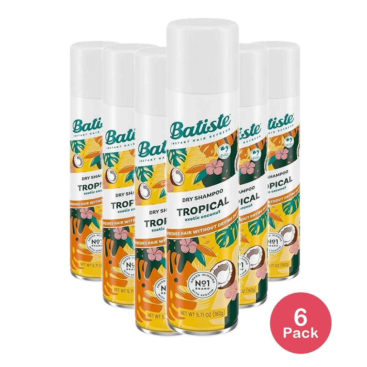 Batiste Tropical Exotic Coconut Dry Shampoo(Pack of 6)