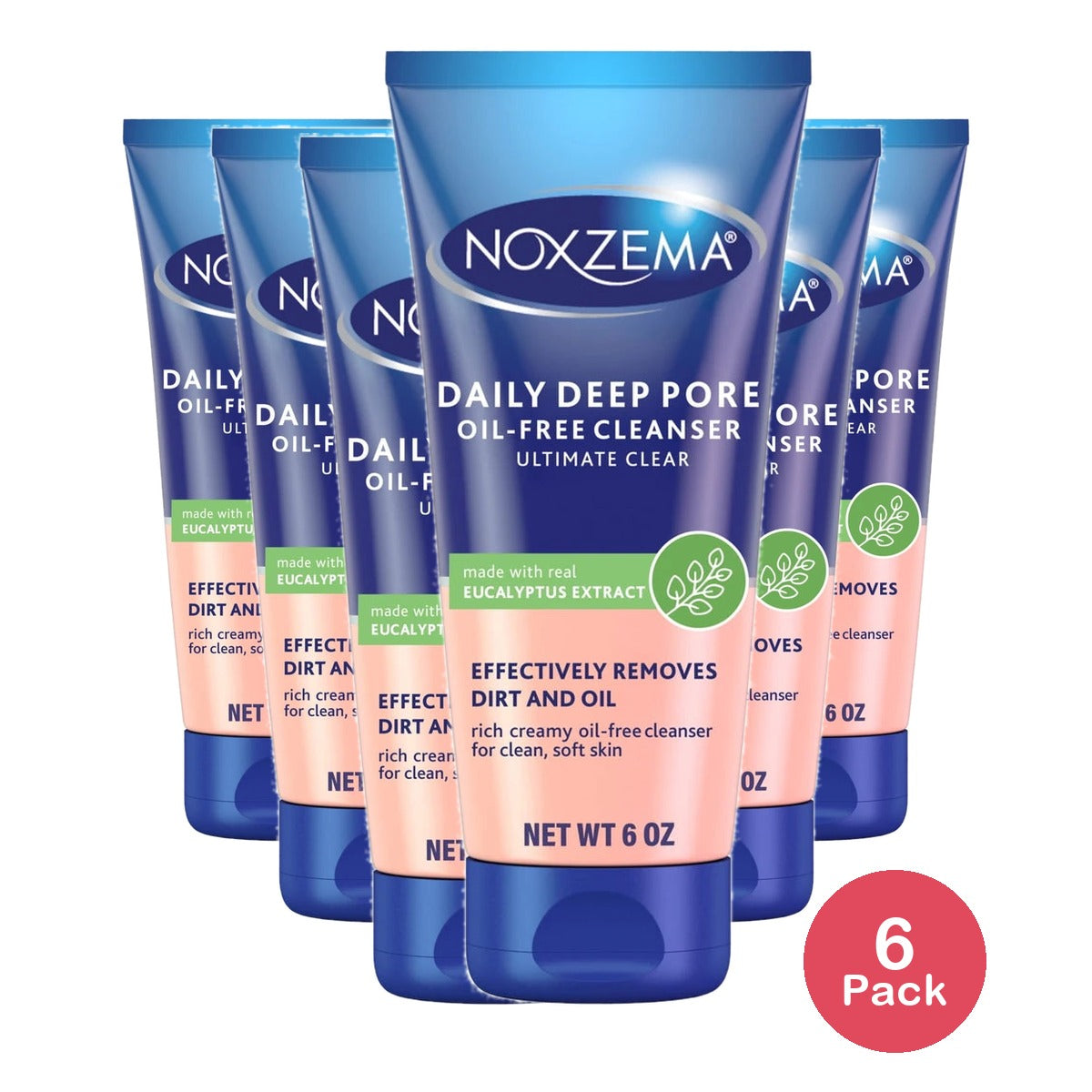 Noxzema Deep Pore Facial Cleanser Cream Daily Face Cleansing for All Skin Types . 6 oz (Pack of 6)