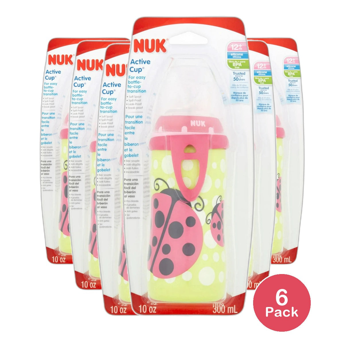 Nuk Active Sippy Cup 12+ Months Assorted 3.04Oz (Pack of 6)