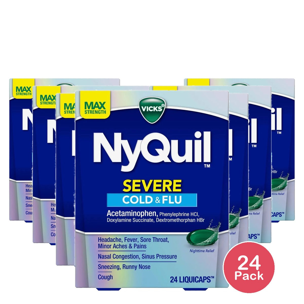 NyQuil LiquiCaps Severe Cold & Flu ? 24 Count 1.6oz (Pack of 24)