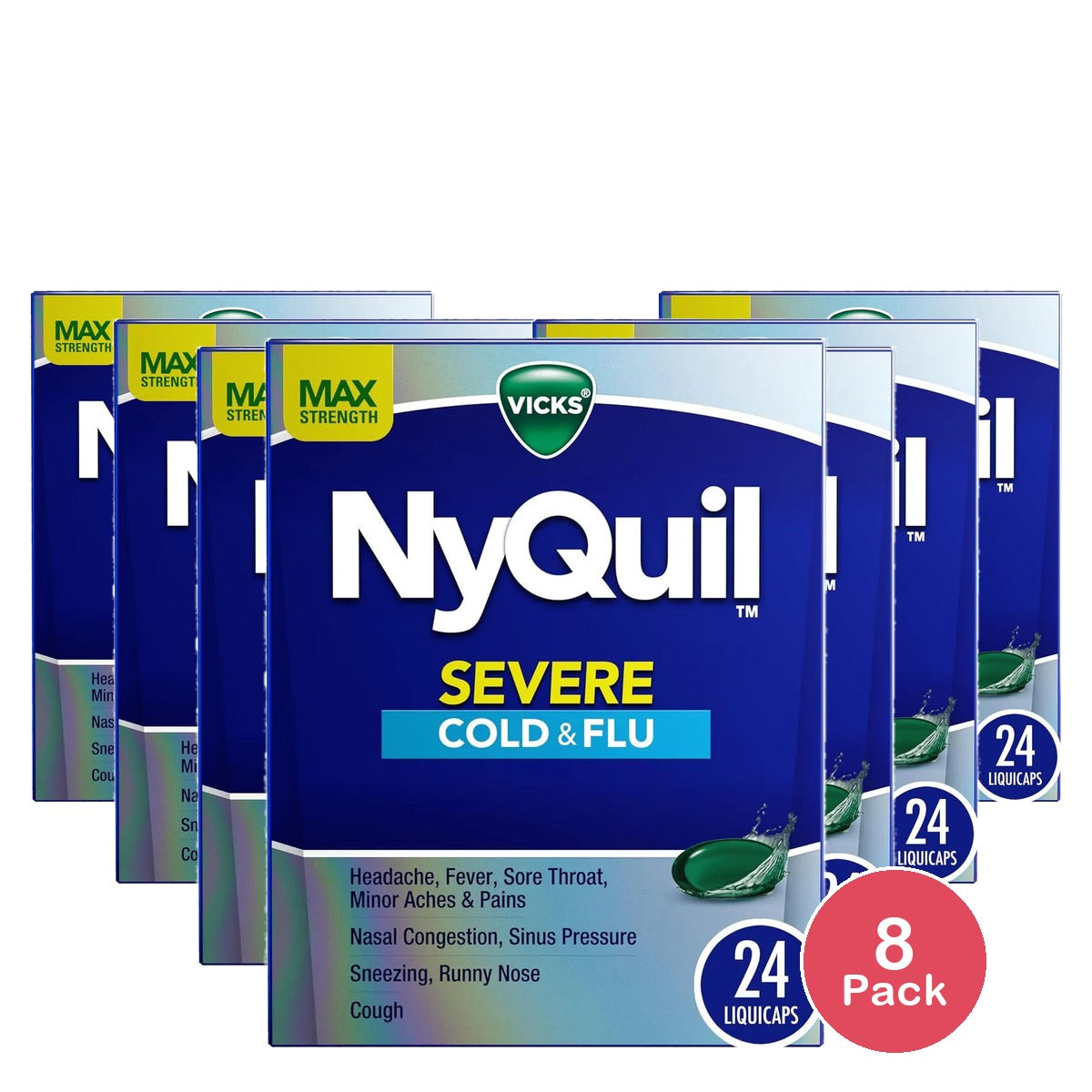NyQuil LiquiCaps Severe Cold & Flu ? 24 Count (Pack of 8)