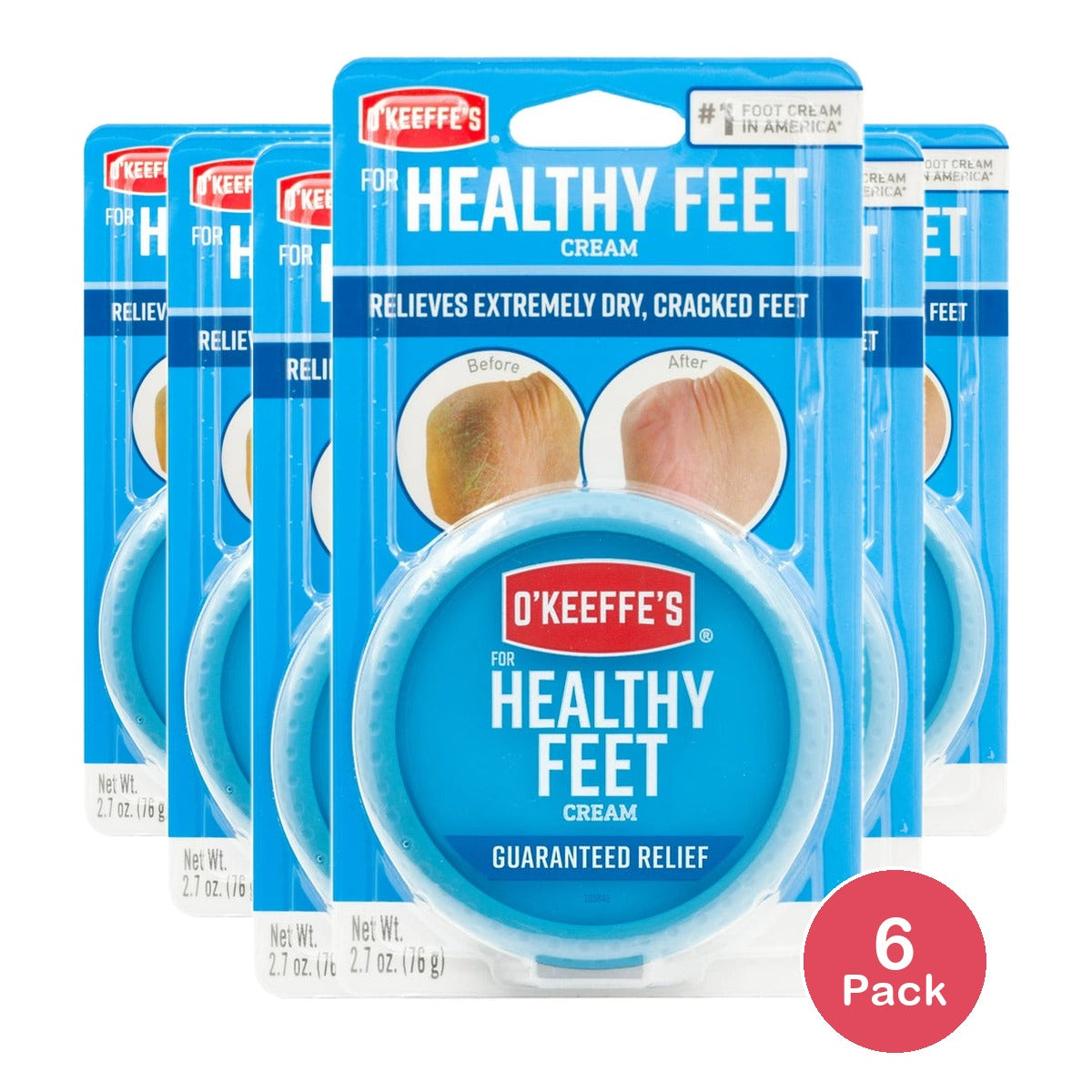 O Keeffe's for Healthy Feet Cream Jar for Extremely dry Cracked feet (Pack of 6)