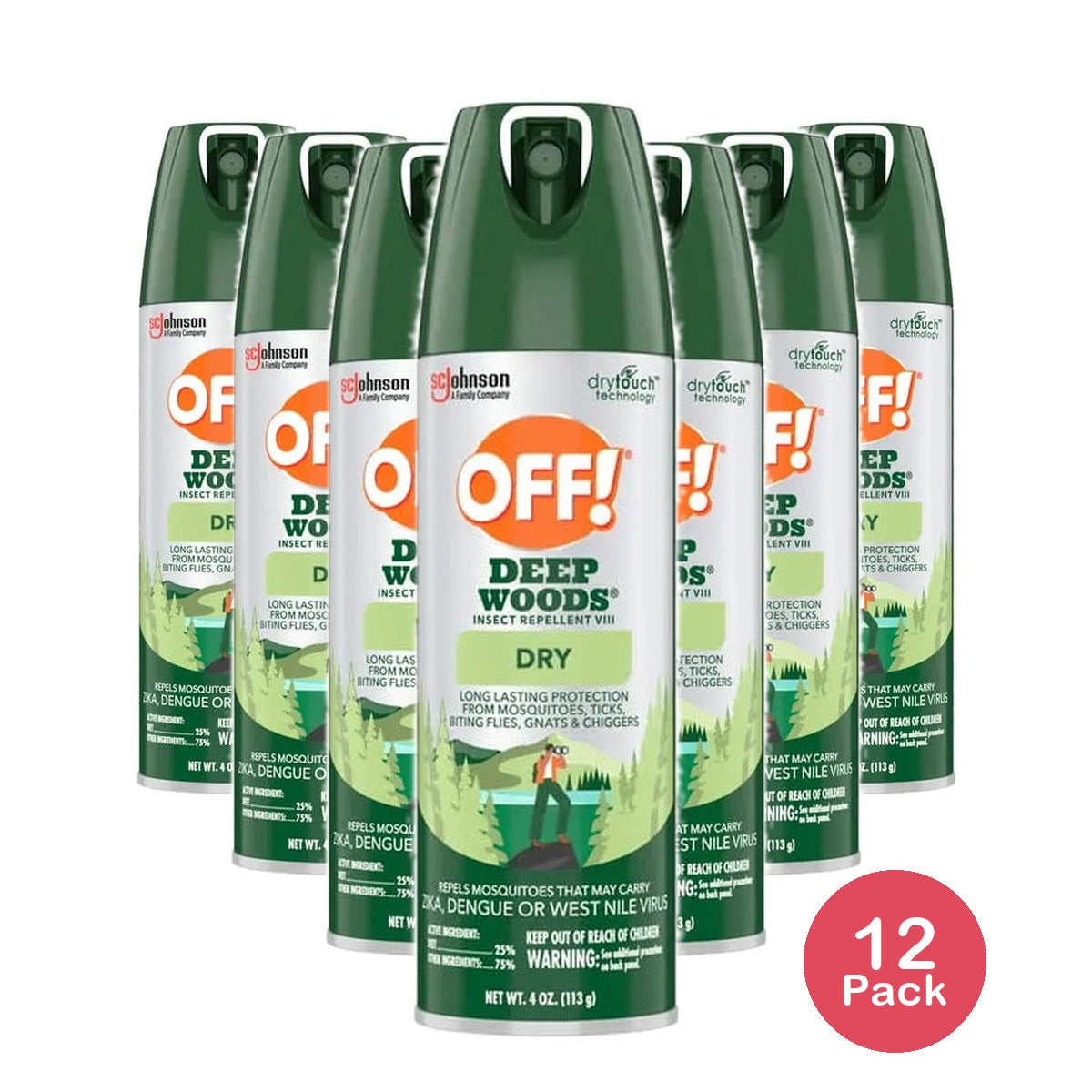 Off Deep Woods Dry Aerosol Spray4Oz (Pack of 12)