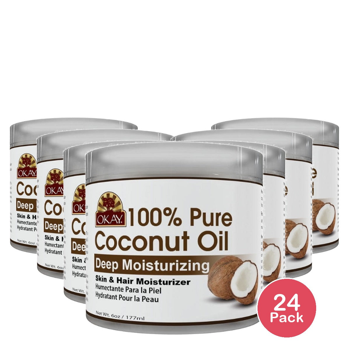 OKAY 100% Coconut Oil 6 Oz (Pack of 24)