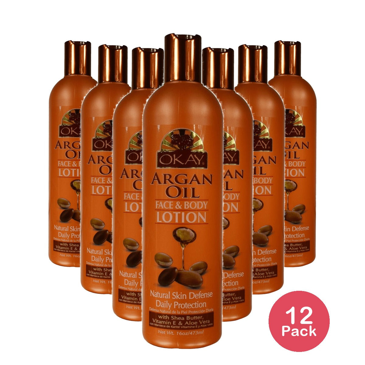Okay Argan Oil Face & Body Lotion 16 Oz (Pack of 12)