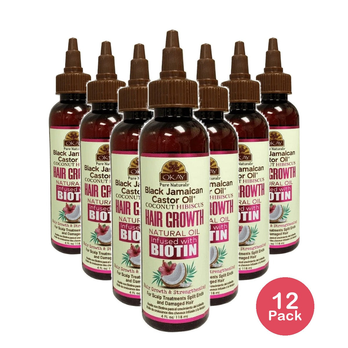 Okay Black Jamaican Castor Oil Hair Growth 4 Oz (Pack of 12)