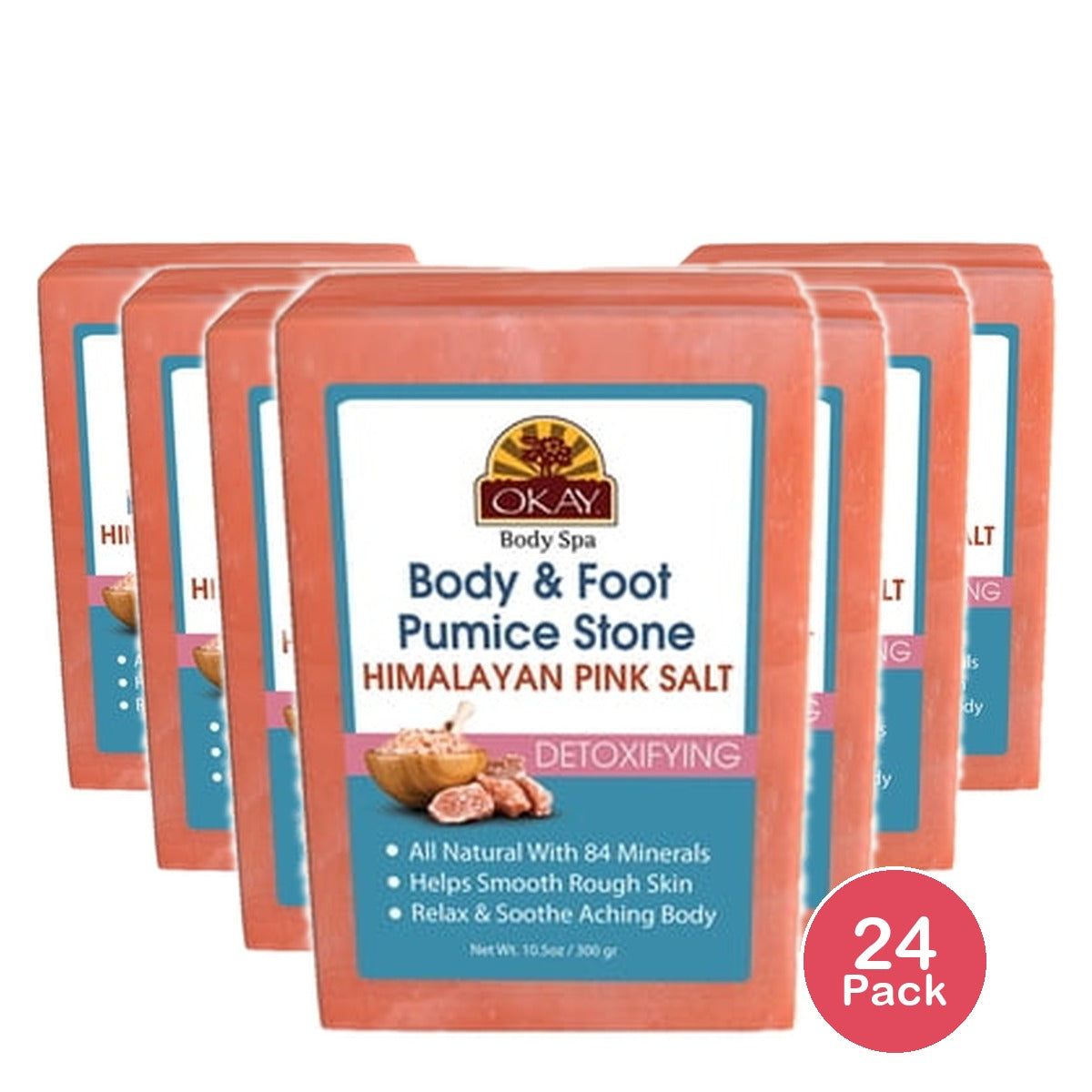 OKAY Himalayan Pink Salt Body & Foot Pumice Stone 10.5 Oz (Pack of 24)