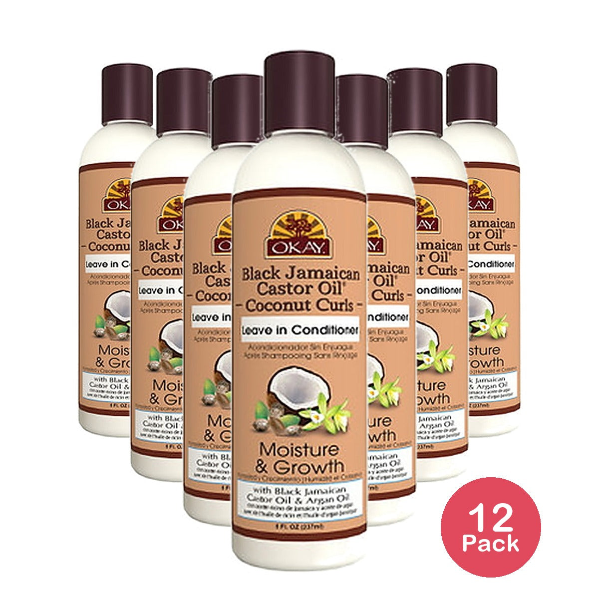 Okay Pure Naturals Black Jamaican Castor Oil Coconut Curls Leave-In Conditioner (Pack of 12)