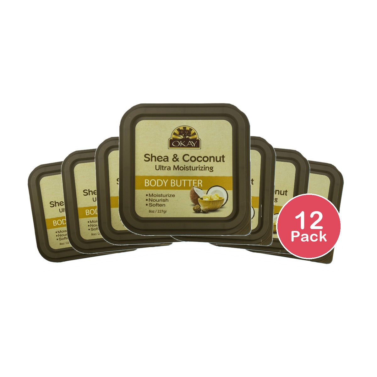 OKAY Pure Naturals Shea & Coconut Body Butter 8 Oz (Pack of 12)