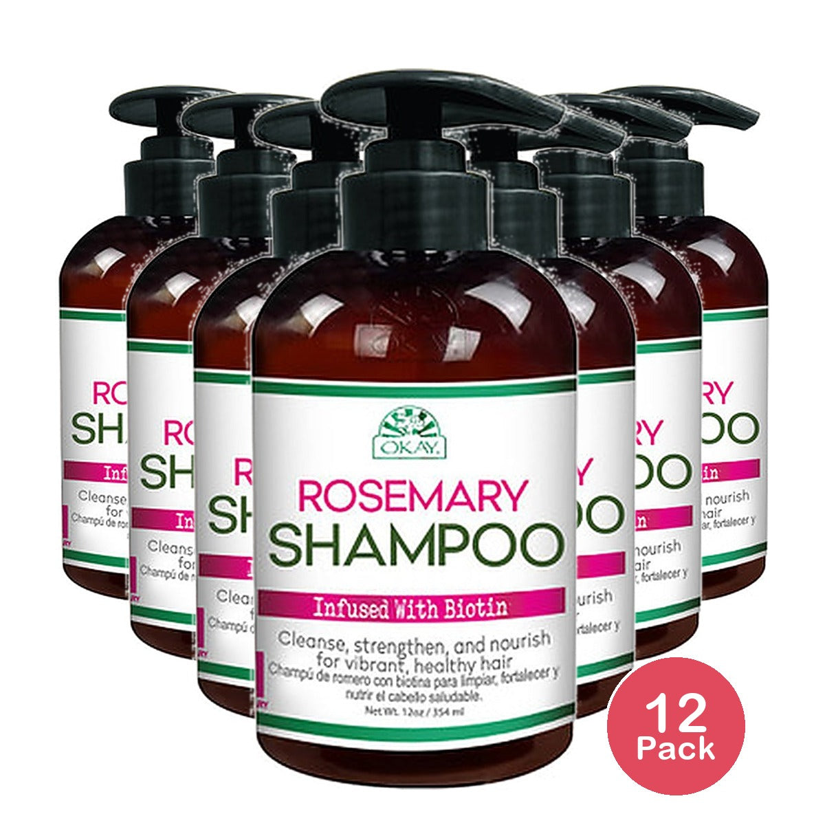OKAY Rosemary Hair Shampoo 12 Oz (Pack of 12)