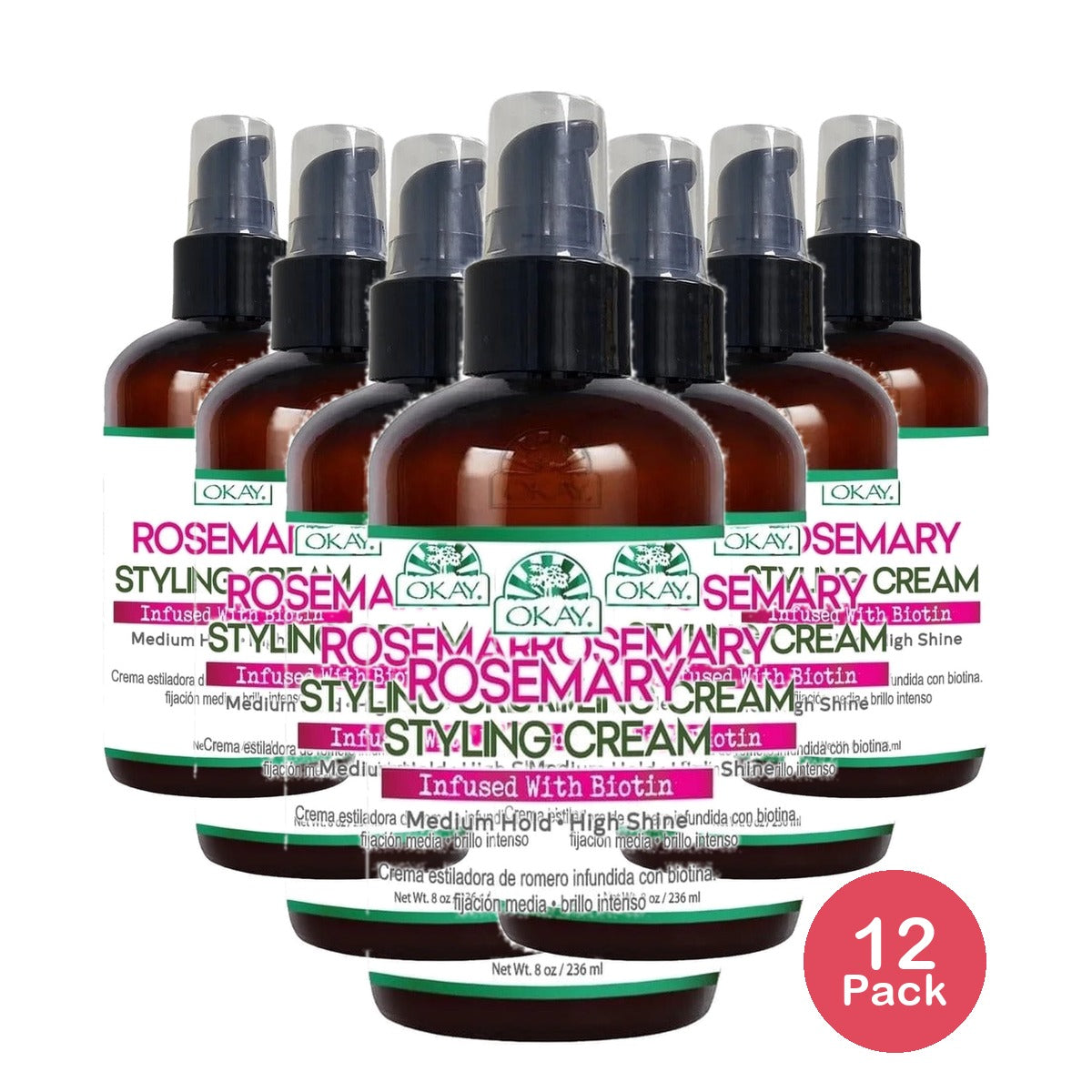 OKAY Rosemary Styling Cream 8 Oz (Pack of 12)