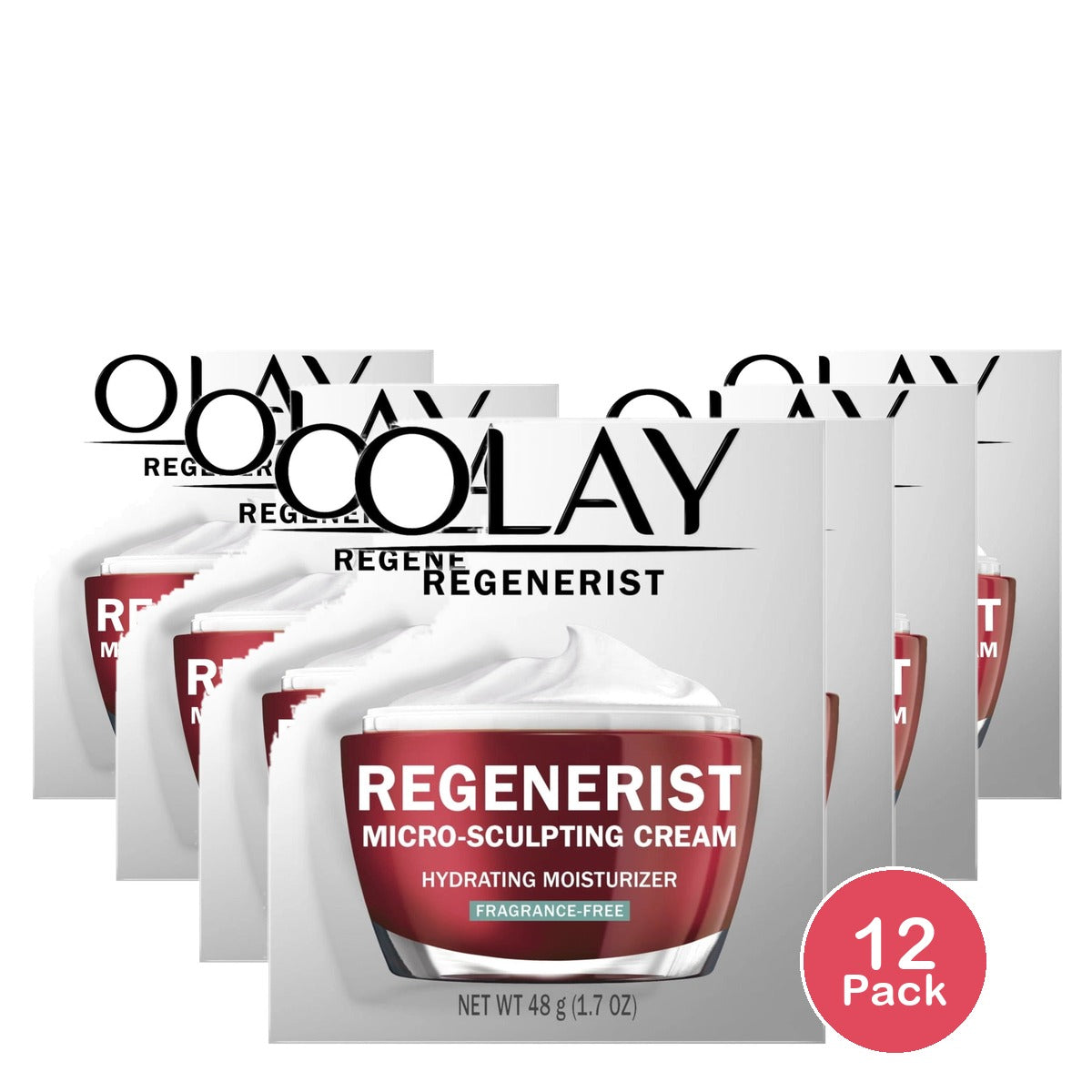 Olay Regenerist Face Moisturizer Micro-Sculpting Cream - Fragrance Free 1.7 oz (Pack of 12)