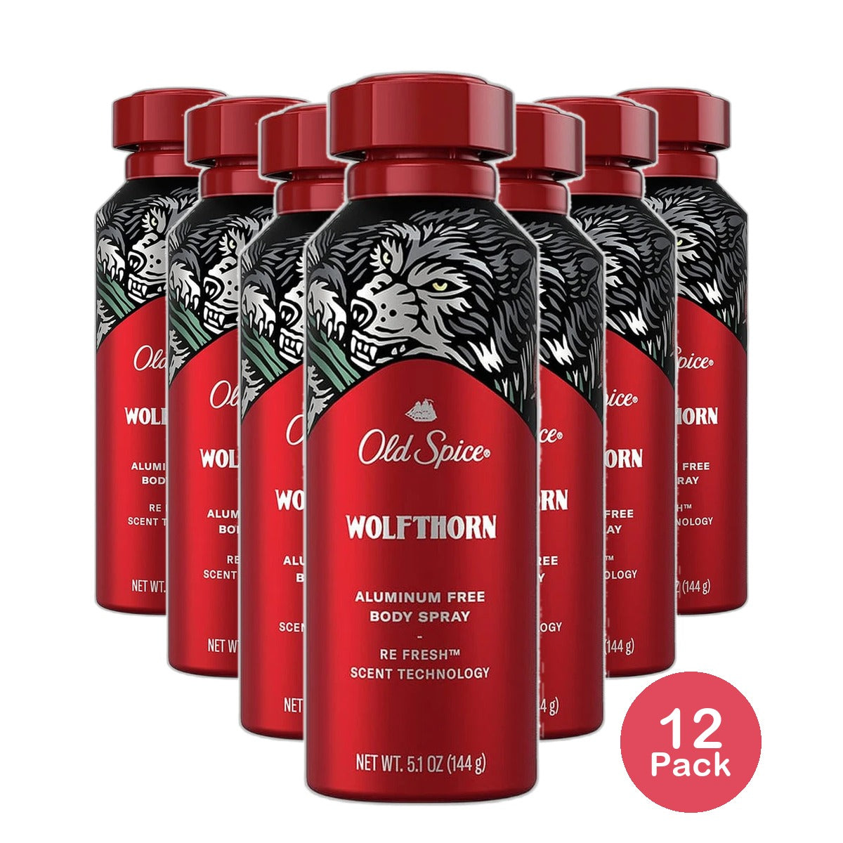 Old Spice Aluminum Free Body Spray For Men Wolfthorn 5.1Oz (Pack of 12)