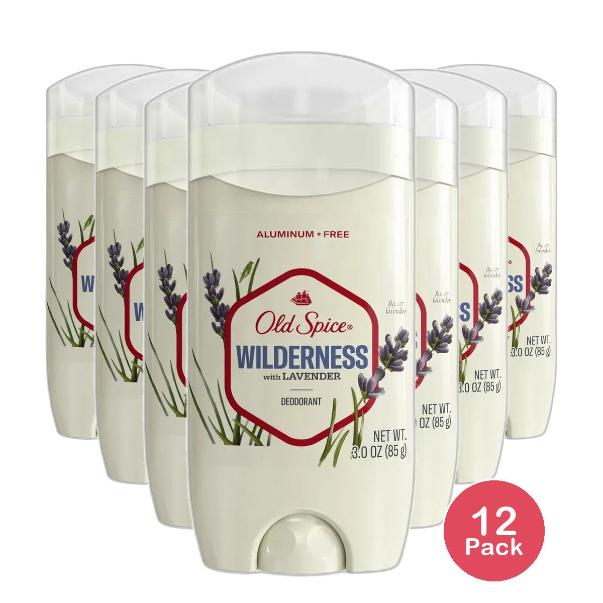 Old Spice Aluminum Free Deodorant Solid Wildnerness with Lavender 3Oz (Pack of 12)