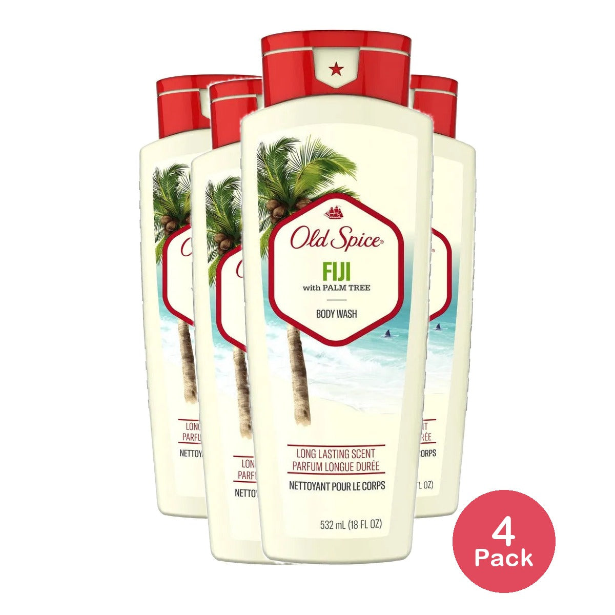 Old Spice Body Wash Fiji with Palm Tree 18 Fl Oz (Pack of 4)