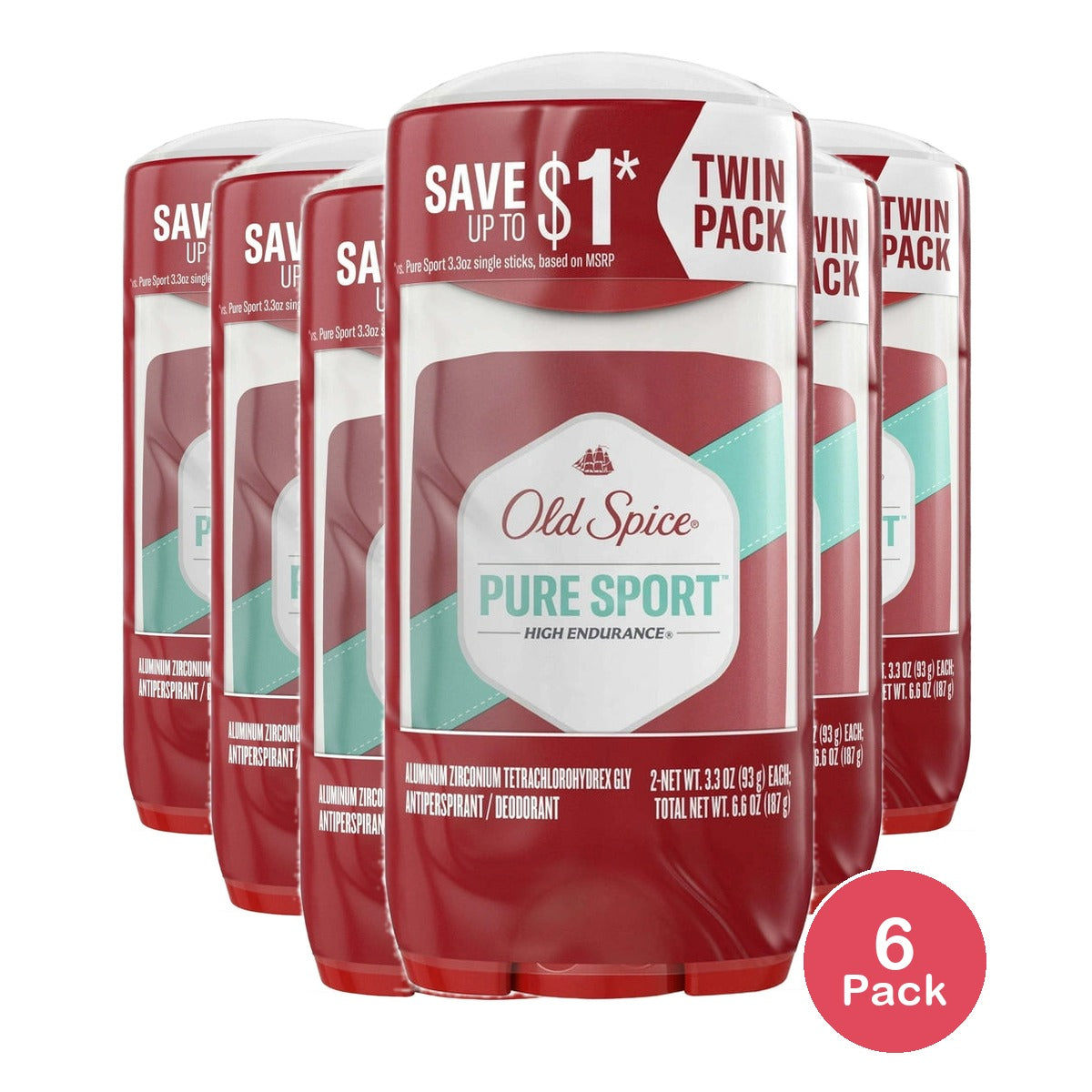 Old Spice High Endurance Antiperspirant &amp; Deodorant for Men 6.6 oz (Pack of 6)