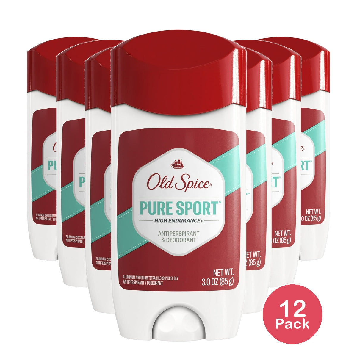 Old Spice High Endurance Invisible Solid Pure Sport Scent Men's Anti-Perspirant 3 oz (Pack of 12)