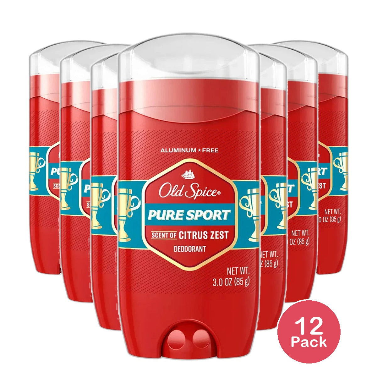 Old Spice Red Zone Pure Sport Aluminum Free Deodorant 3Oz (Pack of 12)