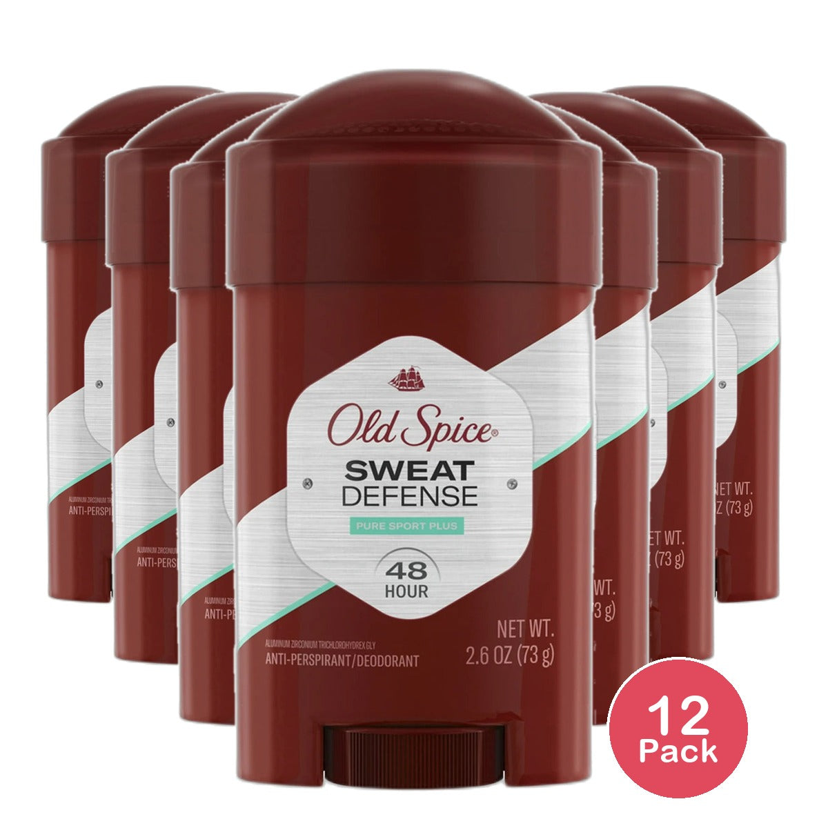 Old Spice Sweat Defense Antiperspirant Pure Sport Plus 2.6Oz (Pack of 12)