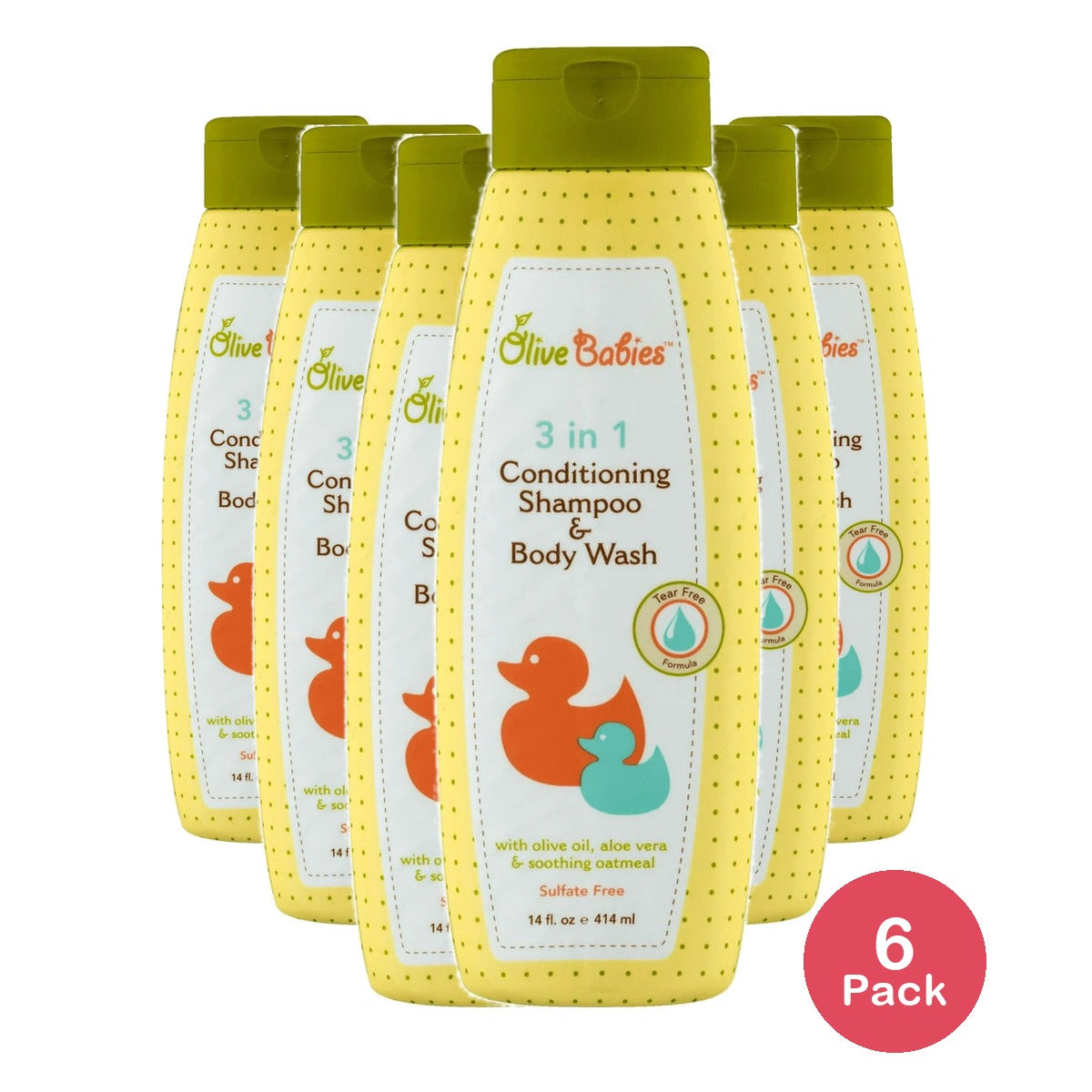 Olive Babies 3 in 1 Conditioning Shampoo and Body Wash 14 Oz 14 Fl. Oz (Pack of 6)