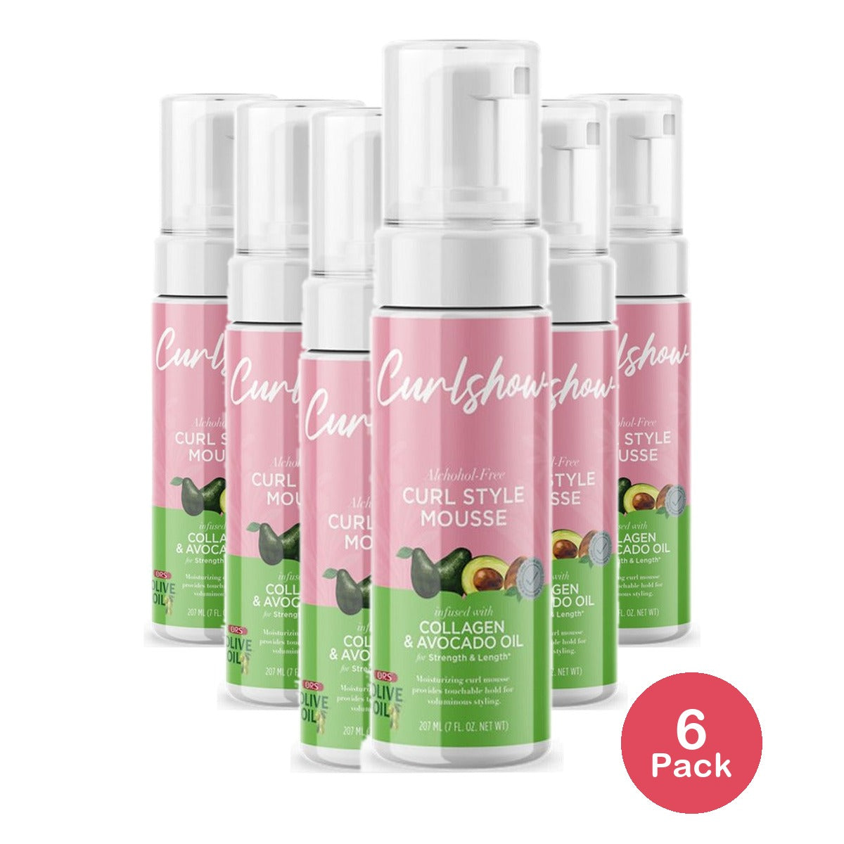 Olive Oil Curlshow Alcohol-Free Curl Style Mousse 7 Oz (Pack of 6)