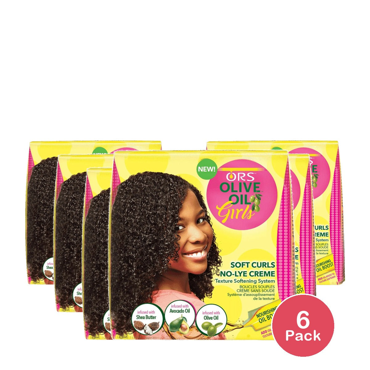 Olive Oil Soft Curls No-Lye Creme Texture Softening System (Pack of 6)