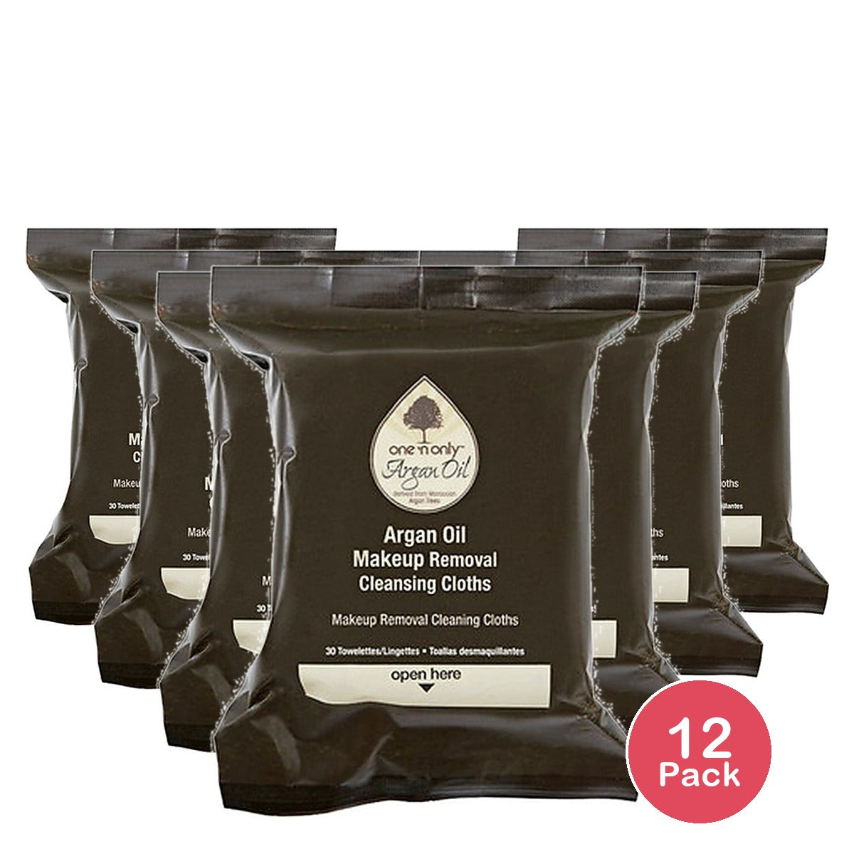 One N Only Argan Oil Skin Make-Up Removal Cloths 30 Ct (Pack of 12)