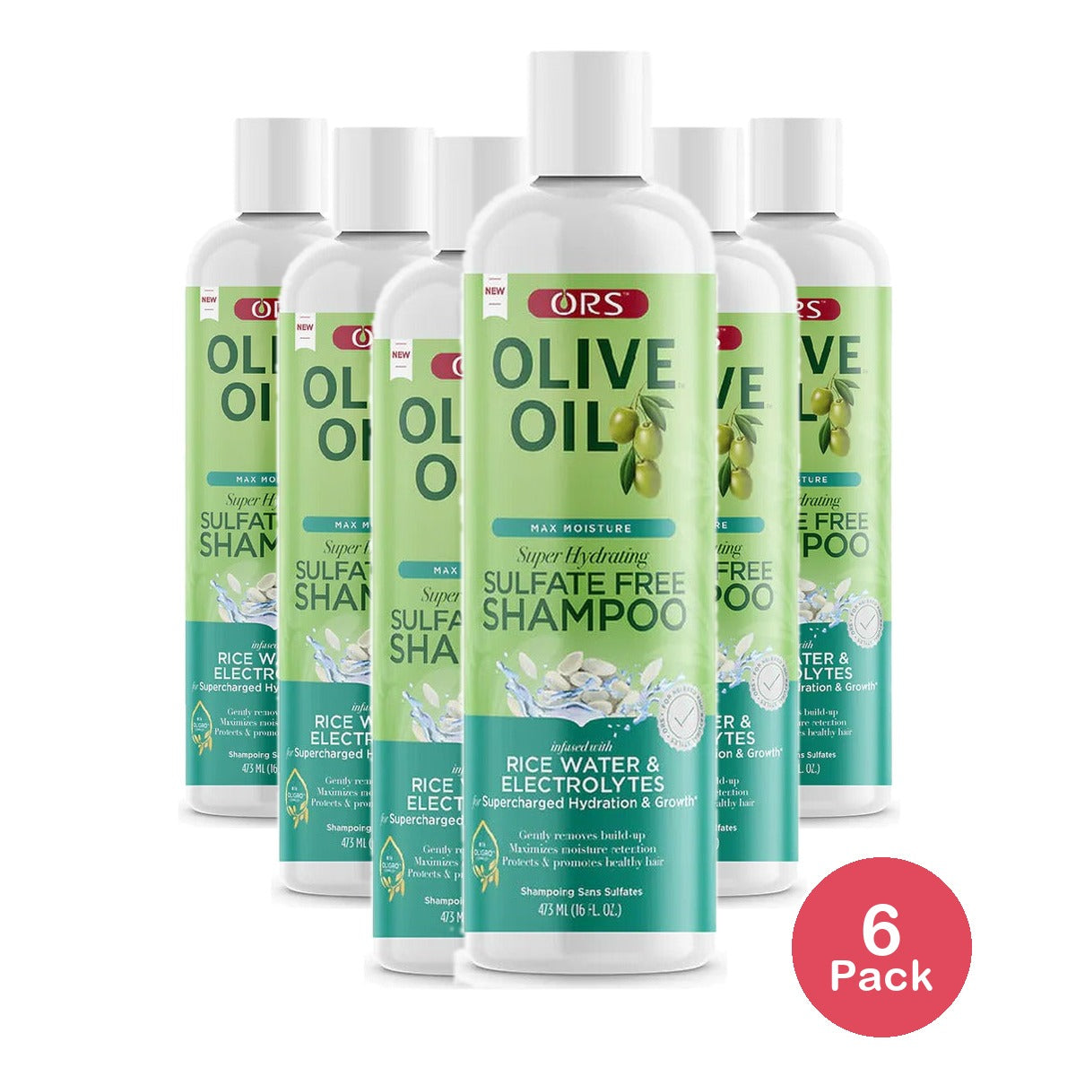 ORS MoistureMax Sulfate Free Shampoo 16 Oz (Pack of 6)