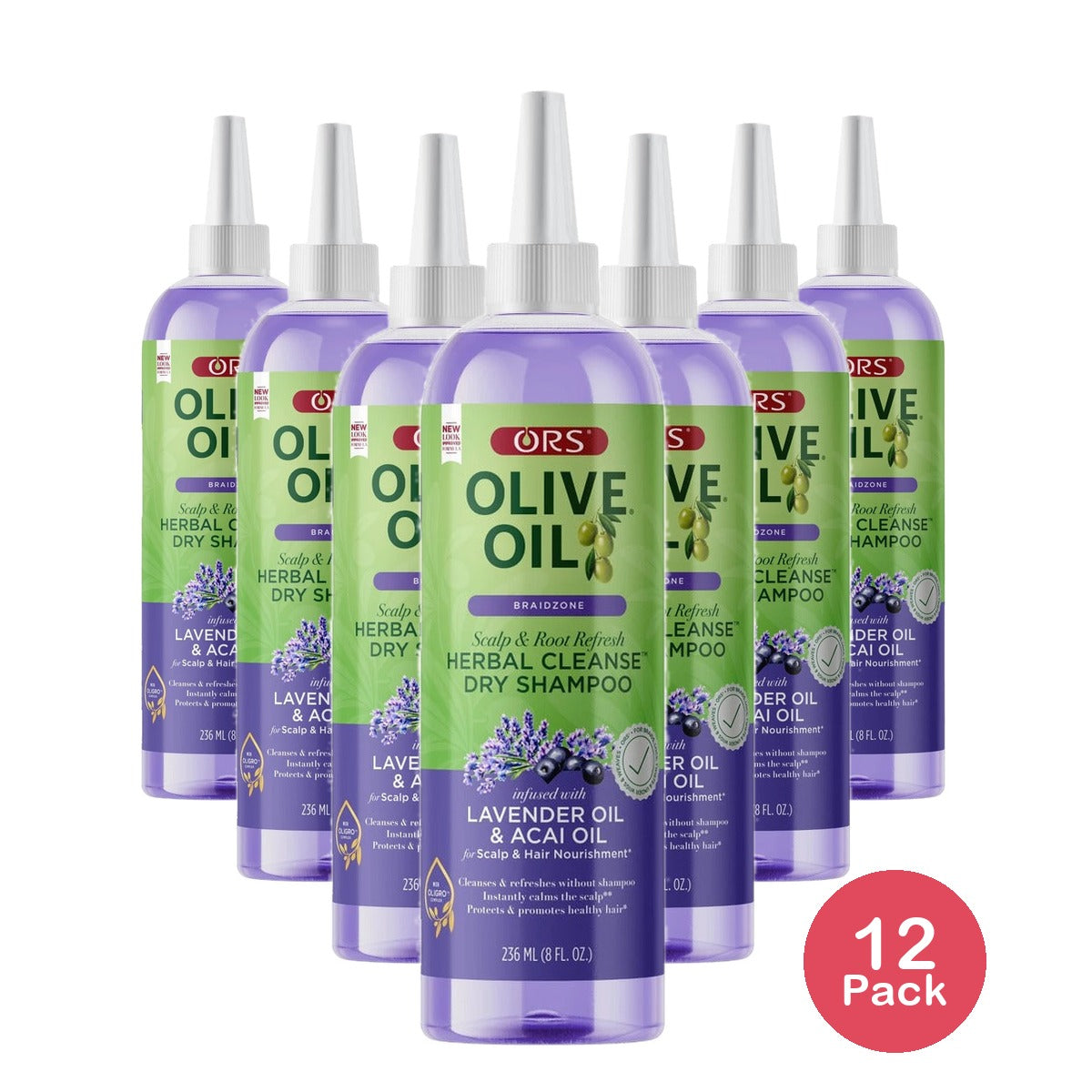 ORS Olive Oil Braidzone Herbal Cleanse Dry Shampoo 8 Oz (Pack of 12)