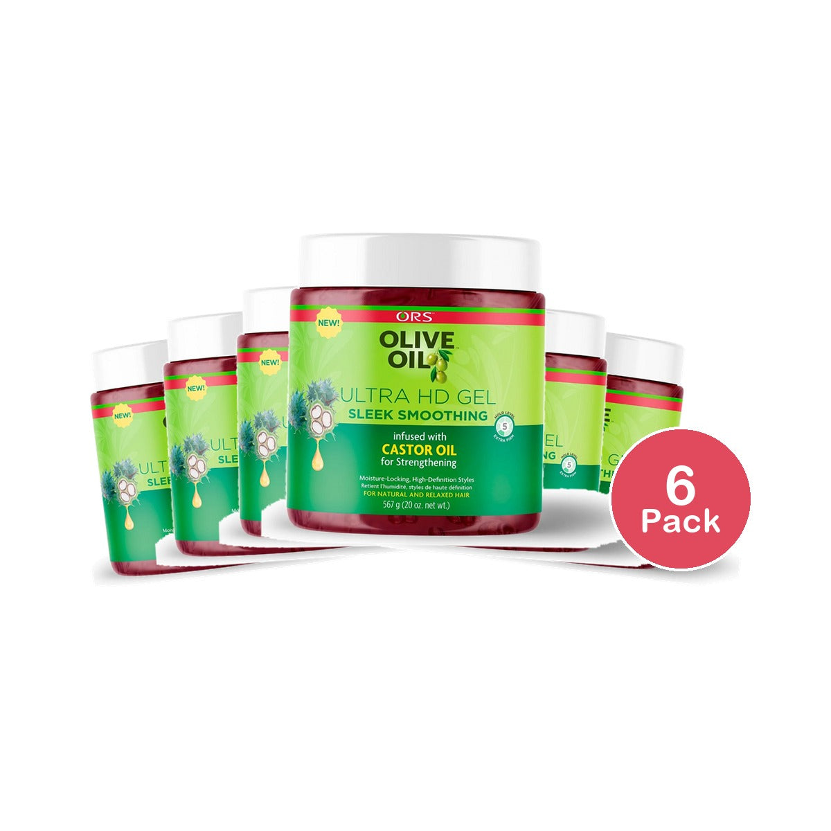 ORS Olive Oil Ultra HD Sleek Smoothing Gel 20 Oz (Pack of 6)