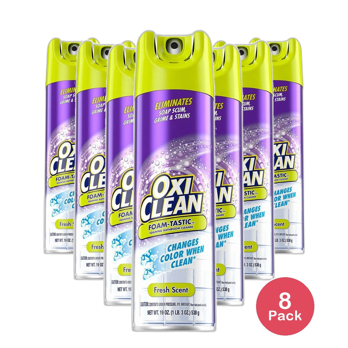 Oxi Clean Foam Tastic Foaming Bathroom Cleaner Fresh Scent 19Oz (Pack of 8)