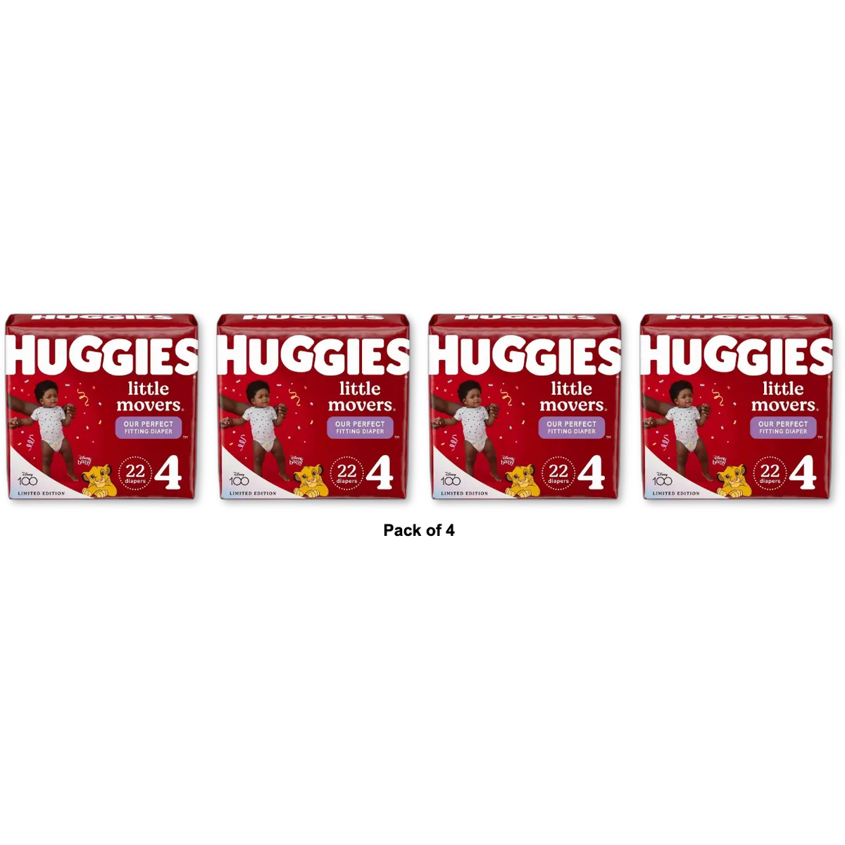 Huggies Little Movers Baby Disposable Diapers Size 4 (Pack Of 4)