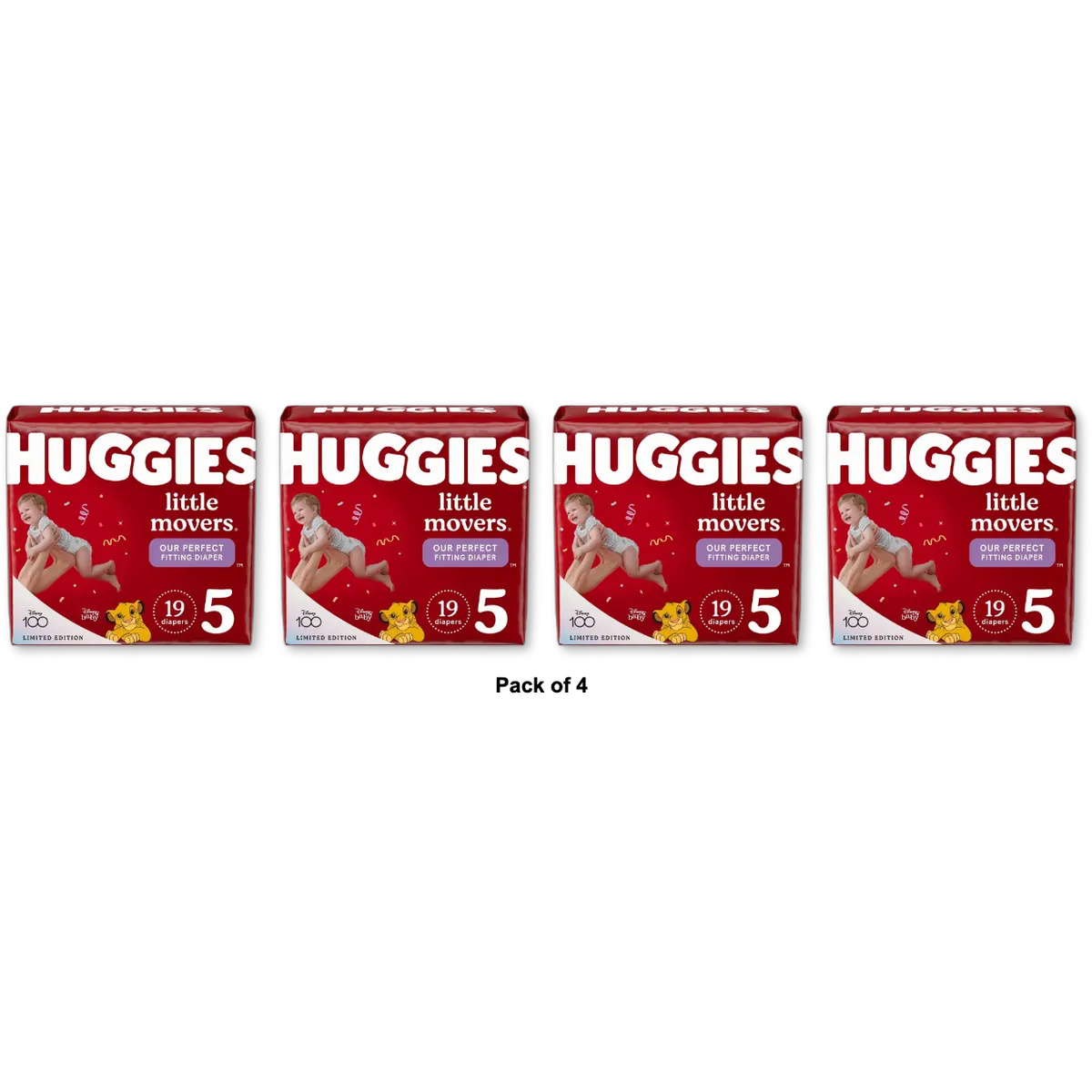 Huggies Little Movers Baby Disposable Diapers Size 50.03 Oz (Pack of 4)