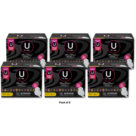 U by Kotex Balance Heavy Ultra Thin Pads Plus Wings 5.56oz (Pack of 6)