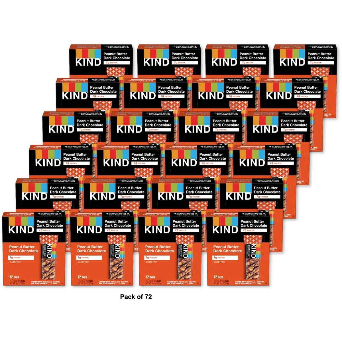 Kind Plus Peanut Butter Dark Chocolate Plus Protein Gluten Free Bars 1.4oz (Pack of 72)