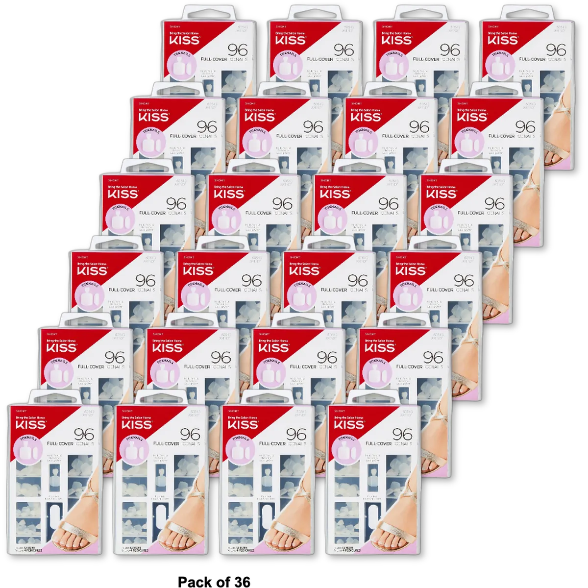 Kiss Full Cover Toenails Short Length 2.4oz (Pack of 36)